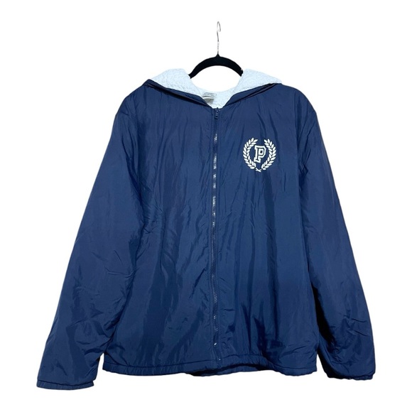 Victoria's Secret Pink Women Sherpa Lined Jacket Full Zip Hoodie SIZE M/L - Picture 1 of 8